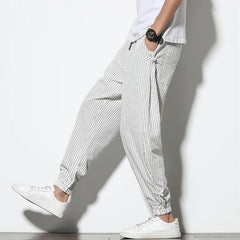 Mens Breathable Cotton Linen Harem Pants