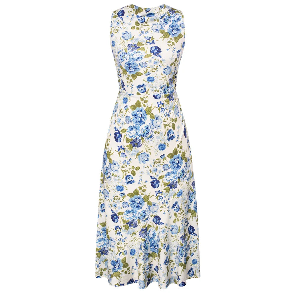 Sleeveless Women Dress Floral Printed