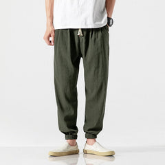 Men Pants Joggers Trousers Cotton Linen Casual Harajuku
