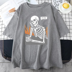 Men's Street Hip Hop Casual Skeletons T-Shirts