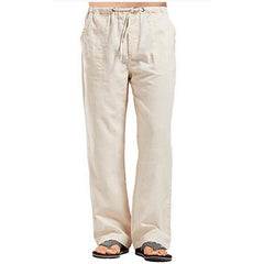 Men Pants Summer Solid Color Trousers Male Casual Elastic Waist Fitness Pants
