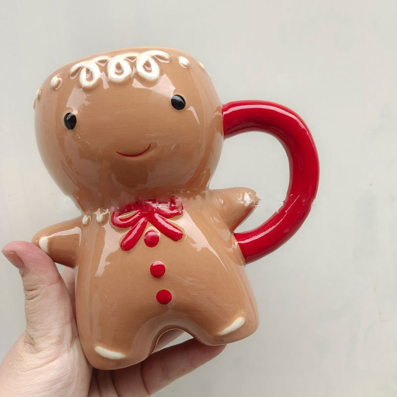 Christmas  Ceramic Mug Cute Gingerbread Man Coffee Couple