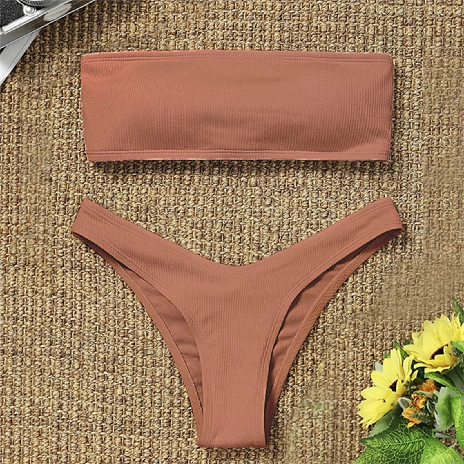 Summer Vibes Solid Brazilian Bikini Set