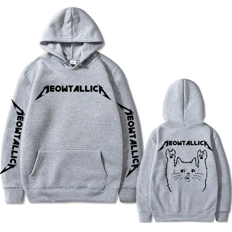 2024 Meowtallica Cat Rock Music Men Hoodies