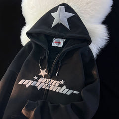 Retro Hoodie Plush Thick Sweatshirt Women's Zipper Cardigan