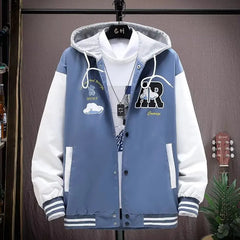 Japanese Style Men's Hooded Baseball Jacket - Spring Autumn Fashion