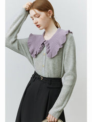 Sweater Female Stitching Knitted Cardigan Coat Women Autumn Winter