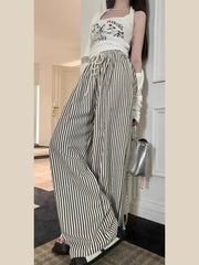 Korean Vintage Striped Wide Leg Pants