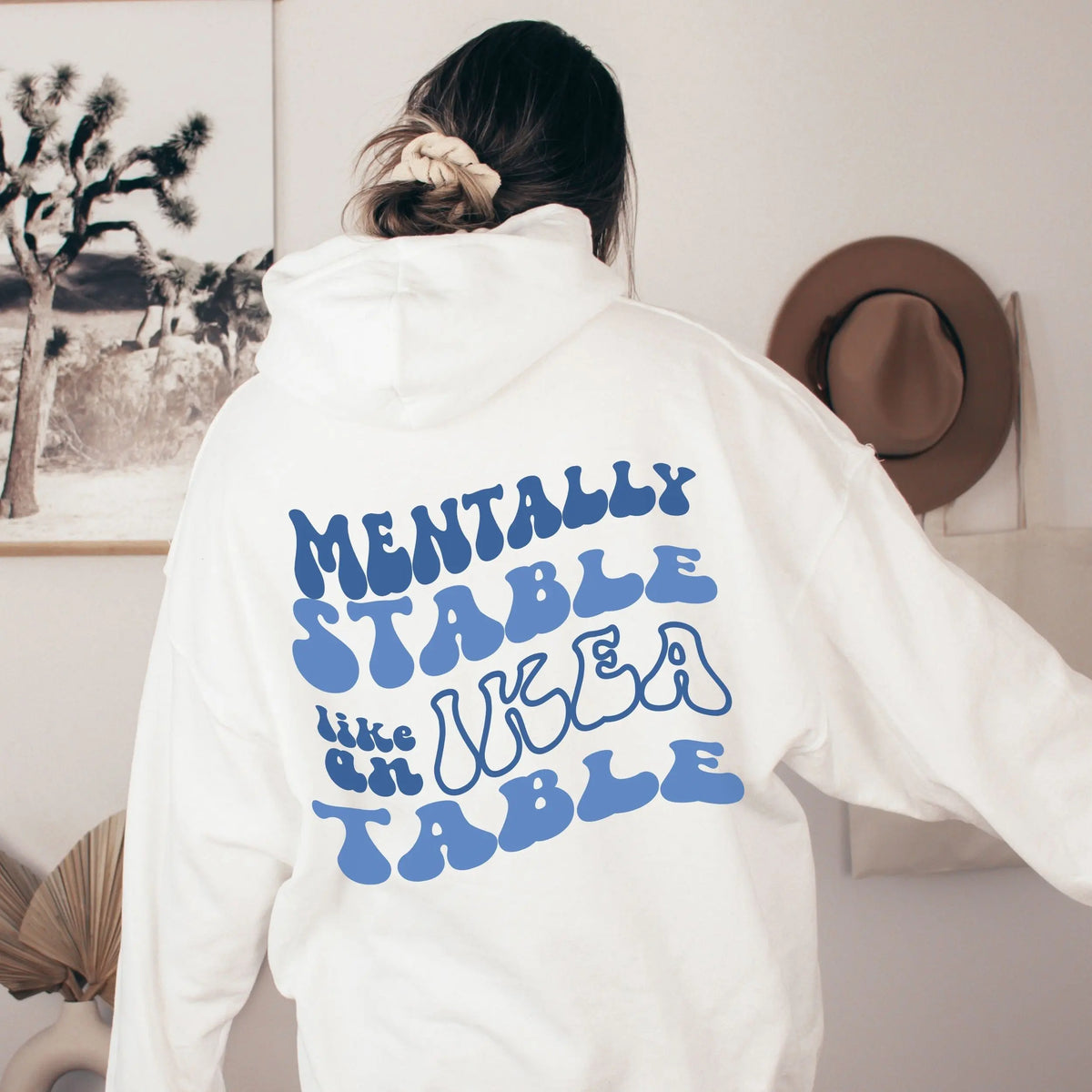 Mentally Stable Like An Table Hollow Art Word Design Woman New Hoodie Casual Fleece