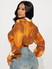 Night After Work Long Sleeve Crop Top