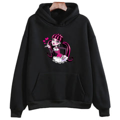 M-Monster High Casual Hoodies Long Sleeve Winter Cartoon Sweatshirts Girls Kawaii Printing Pullovers