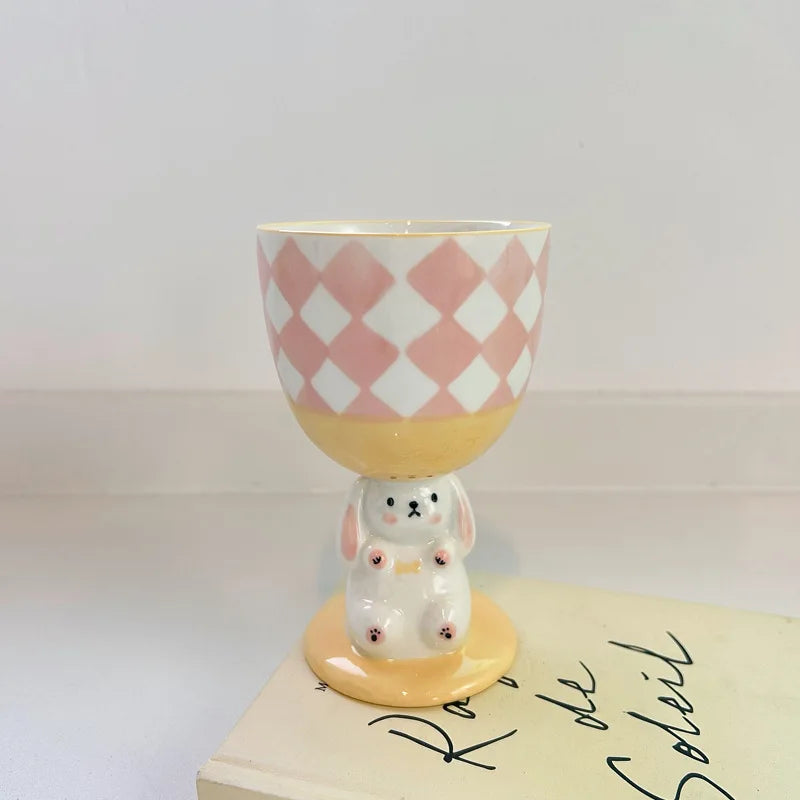Rabbit Goblet Cute Handdrawn 3D Hand Pinched Mug Irregular Large Capacity Coffee Cup