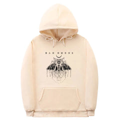 Bad Omens Print Hoodie Funny Moth Graphic Hip Hop Streetwear Long Sleeve