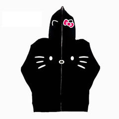 Spring Autumn Fashion Print Full Zipper High Street Hoodie Anime Tops Women Kawaii Clothes