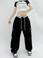Y2K Baggy Cargo Pants Women Hip Hop Korean Fashion Vibes
