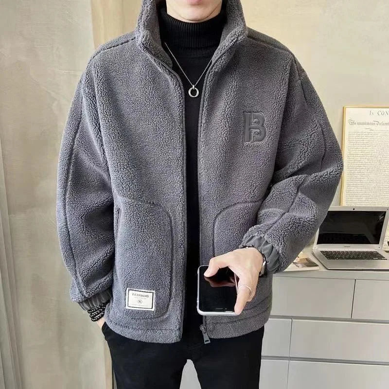 Men Lamb Wool Coats Mens Thicken Warm Jackets Hip Hop Streetwear