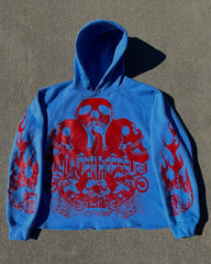 Y2K Skull Print Oversized Hoodie Casual Harajuku Sweatshirt for Women