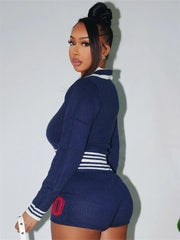 All The Gossip Varsity Sweater Two Piece Set