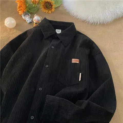 Long Sleeve Corduroy Sweatshirts Men Clothing Retro Spring and Autumn