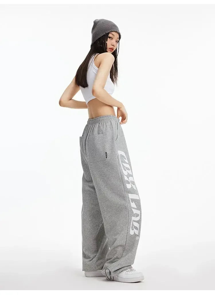 Autumn Gray Kpop Streetwear Korean Fashion Casual Sport Jogger Pants