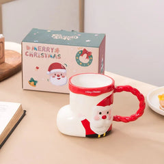 Lovely Christmas Socks shape Ceramic Cartoon Coffee Mug Creative