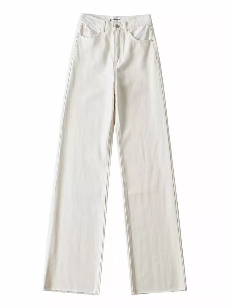 Straight Jeans Women High Waist Streetwear Light Blue Denim Pants Ladies Wide Leg