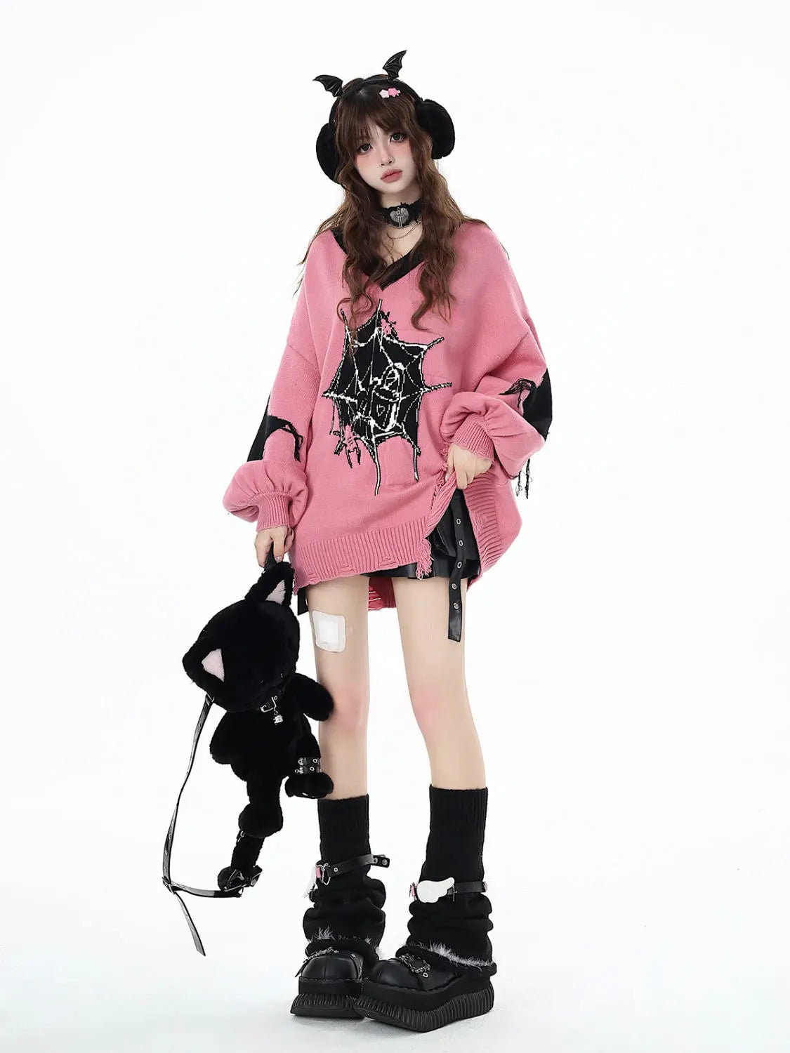 Loose Tassel Knit V-Neck Jacquard Lantern Sleeve Sleeves Sweater Autumn and Winter