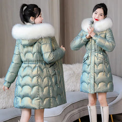 2023 New Winter Jacket Thick Warm Cotton Padded Puffer Parka with Wide-waisted, Pockets, and Zippers