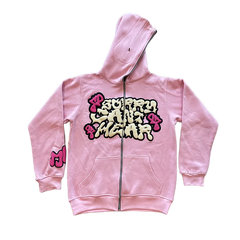 Men Punk Style Hoodie Zipper Hooded Foam Print Winter