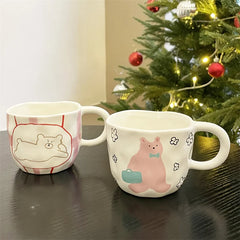 Ceramic Mug Hand Pinched Irregular Porcelain Coffee Cup Breakfast milk oatmeal cup