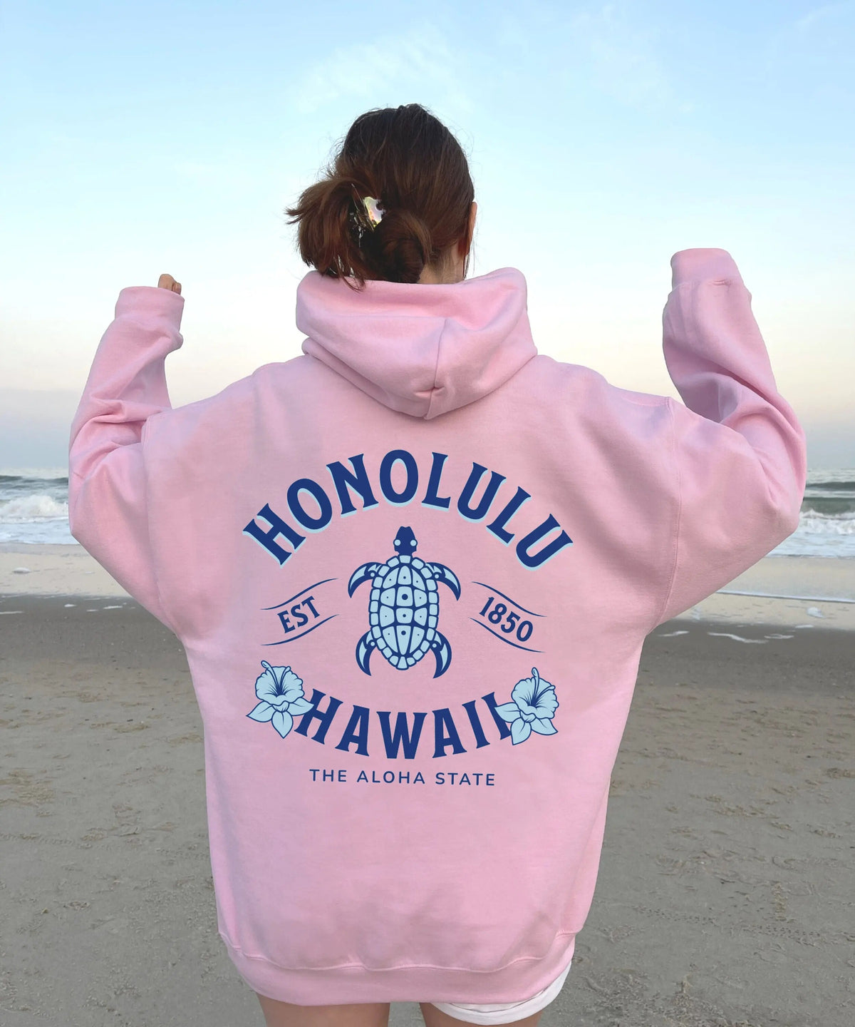 Honlulu Hawaiian Hoodie Women's Spring and Autumn Casual Turtle Print Pullover