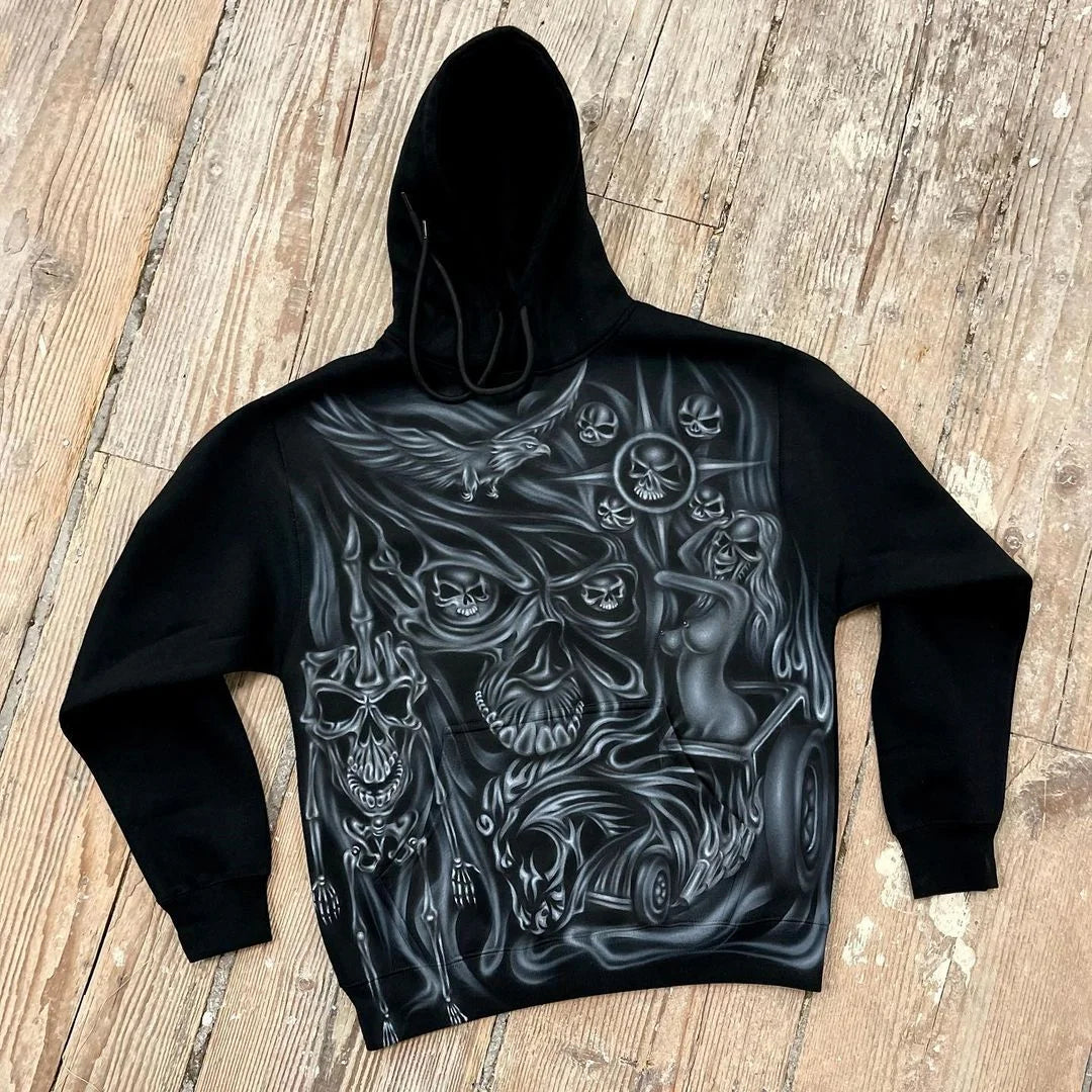 Men Hoodies Terrifying Skull Tops Oversize Streetwear