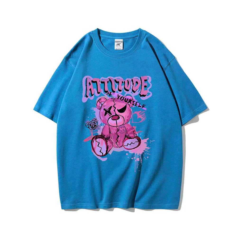Spring Cotton 'Be Your Self' Bear Women Tee Streetwear Comfort