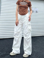 Y2K Vintage Cargo Pants Women - Korean Style Wide Leg Trousers, Oversized Streetwear Retro Basic Pantalones