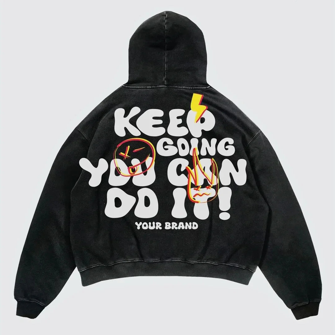 Street Hip Hop Fashion Retro Sweatshirt Loose Versatile Pullover ins Hoodie