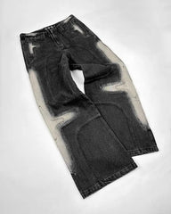 2024 Hip Hop Punk Patchwork Ripped Rock Goth Y2k Wide Leg Length Denim Streetwear