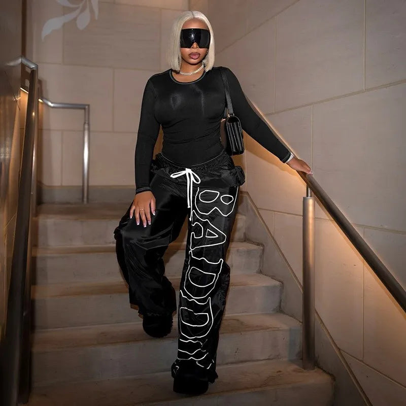 Baddie Windbreaker High Waisted Pants