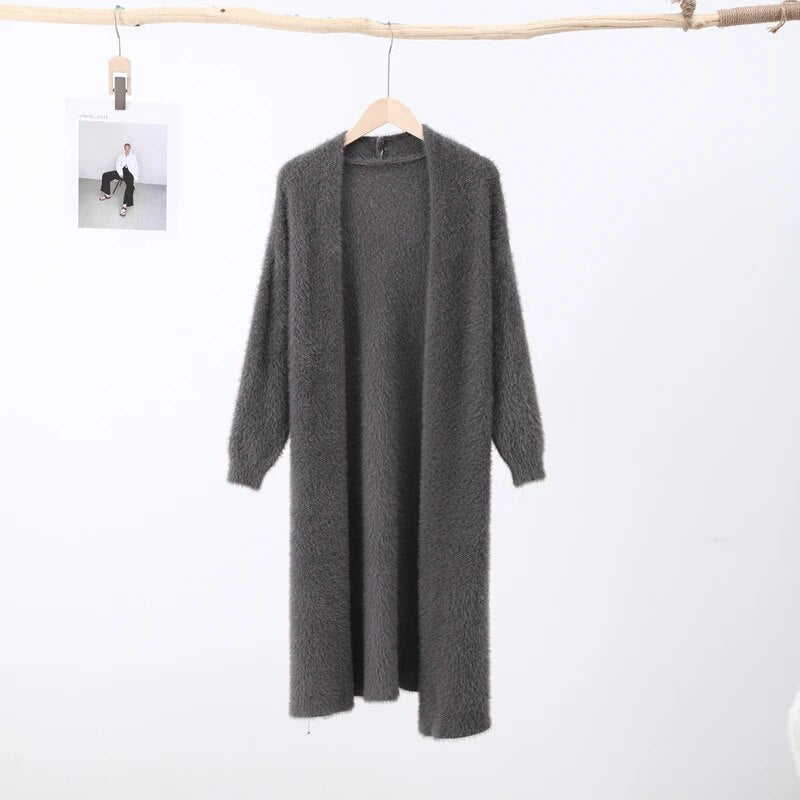 Cozy & Chic: Korean-Inspired Cashmere Long Cardigan for Women