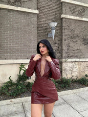 Keep It Smooth Red Leather Mini Dress