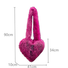 Faux Fur Heart Shoulder Bag