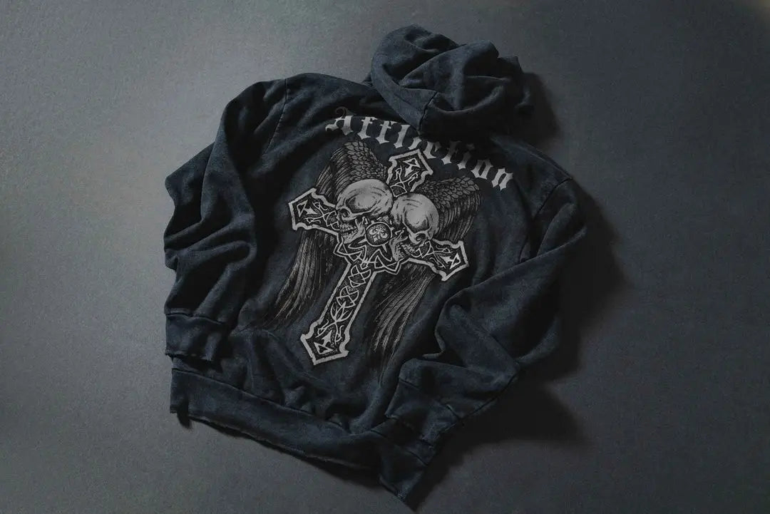 Y2K Letter Print Hoodie Retro Street Fashion Gothic Coat
