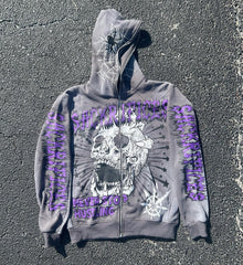 Y2K Skull Printed Zipper Hoodie Gothic Street Hip Hop Retro Casual Women