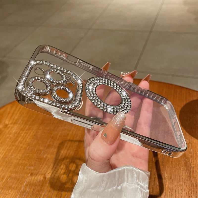 Deluxe Bling Diamond Phone Case for iPhone Transparent Soft Silicone