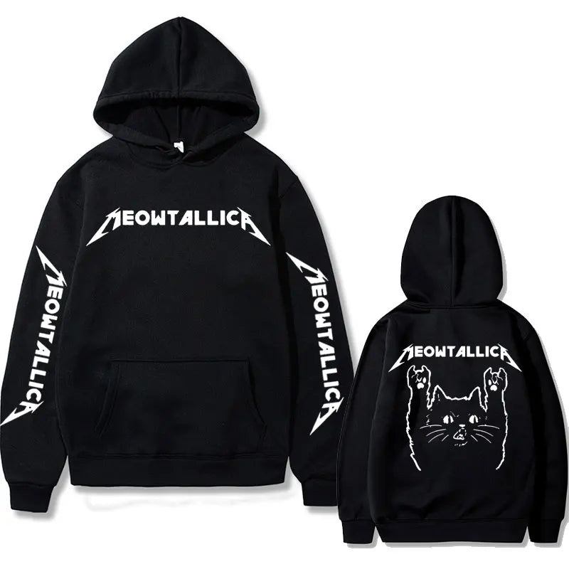 2024 Meowtallica Cat Rock Music Men Hoodies