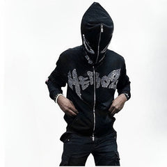 Y2K Fashion Hoodie Rhinestones and Letter Graphics for Stylish Men