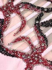 Sequins Diagonal Collar Cocktail Dress