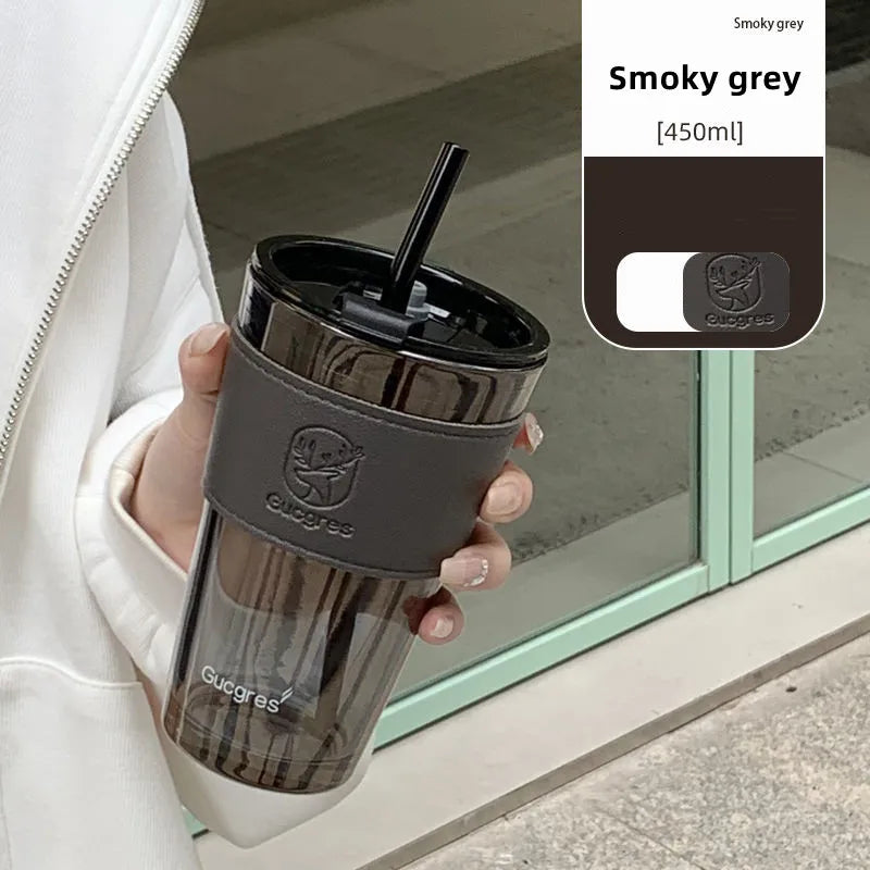 Coffee Straw Cup With Lid Heat-Resistant Water Bottle Beer Drinkware Coffee Mug