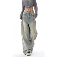 Korean Vintage High Waist Wide Leg Jeans Casual Y2K Denim Trouser