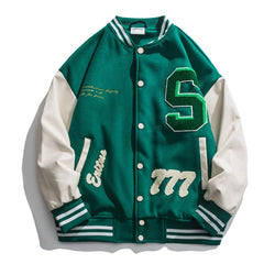 Men PU Leather Vintage Casual Jacket with Towel Embroidery