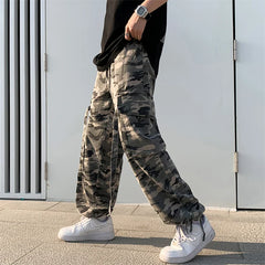 Cargo Pants Men Loose Spring Military Elastic Waist Casual